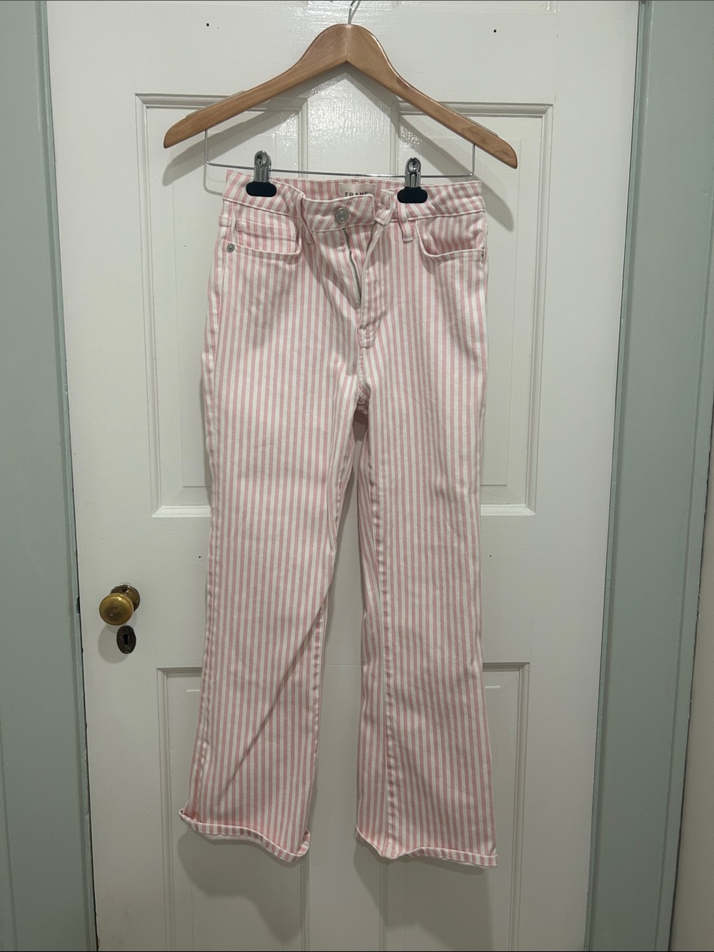 Frame Denim Pink & White Striped Jeans